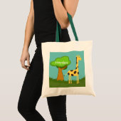 Cute Giraffe and Tree Art Personalised Tote Bag (Devant (produit))