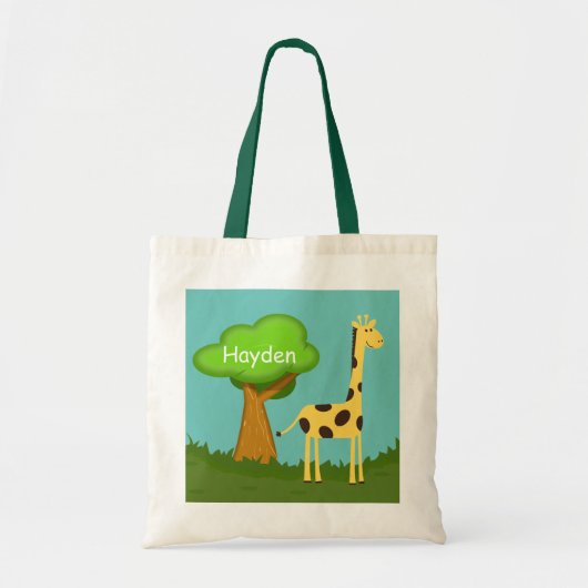 Cute Giraffe and Tree Art Personalised Tote Bag (Devant)