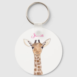 Cute Giraffe Animal Girly Name Zoo Kinder Sleutelhanger