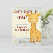 Cute Giraffe Anniversaire de fête Invitation pour (Debout devant)