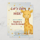 Cute Giraffe Anniversaire de fête Invitation pour (Devant / Derrière)