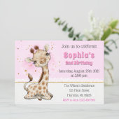 Cute Giraffe Anniversaire Fête Invitation (Debout devant)