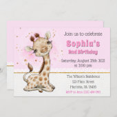 Cute Giraffe Anniversaire Fête Invitation (Devant / Derrière)