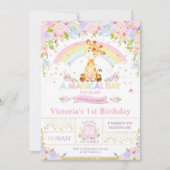 Cute Giraffe Anniversaire Fête Invitation Fille (Devant)