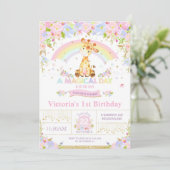Cute Giraffe Anniversaire Fête Invitation Fille (Debout devant)