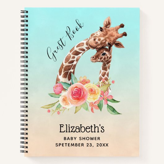 Cute Giraffe Aquarelle Maman & Baby Livre d'invité (Devant)