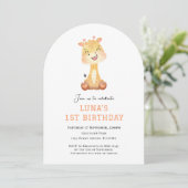 Cute Giraffe arch 1st birthday invitation (Debout devant)