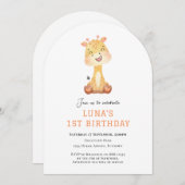 Cute Giraffe arch 1st birthday invitation Kaart (Voorkant / Achterkant)