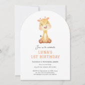 Cute Giraffe arch 1st birthday invitation Kaart (Voorkant)