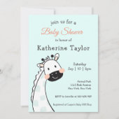 Cute Giraffe Baby shower bleu Invitation (Devant)