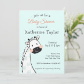 Cute Giraffe Baby shower bleu Invitation (Debout devant)