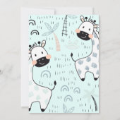Cute Giraffe Baby shower bleu Invitation (Dos)