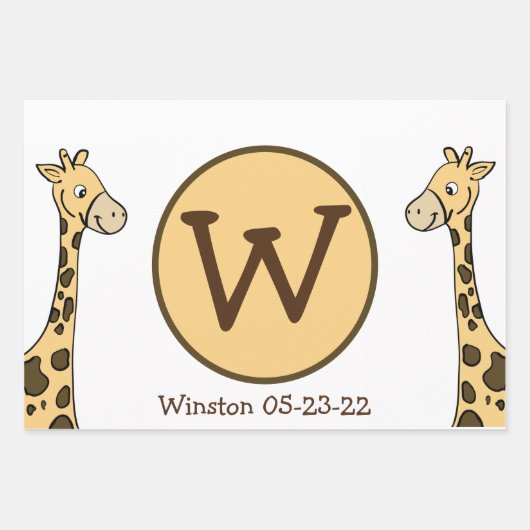 Cute Giraffe Baby shower Gift Wrapping Paper Set (Voorkant)