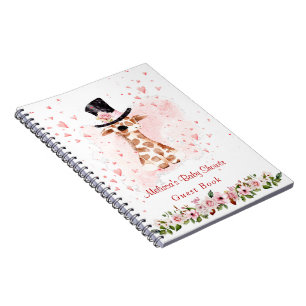 Cute Giraffe Baby shower Guest Book Notitieboek