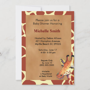 Cute Giraffe Baby shower Invitation Kaart