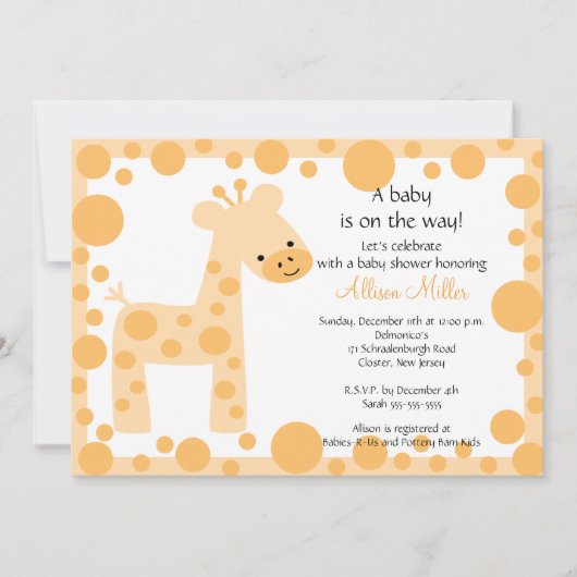 Cute Giraffe Baby shower Invitation Kaart (Voorkant)