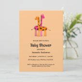 Cute Giraffe Baby Shower Invitations (Debout devant)