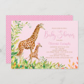 Cute Giraffe Baby Shower Invitations (Devant / Derrière)