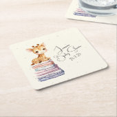 Cute Giraffe Baby Vierkante Kartonnen Onderzetter (Schuin)