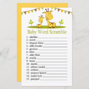 Cute giraffe Baby word scramble game