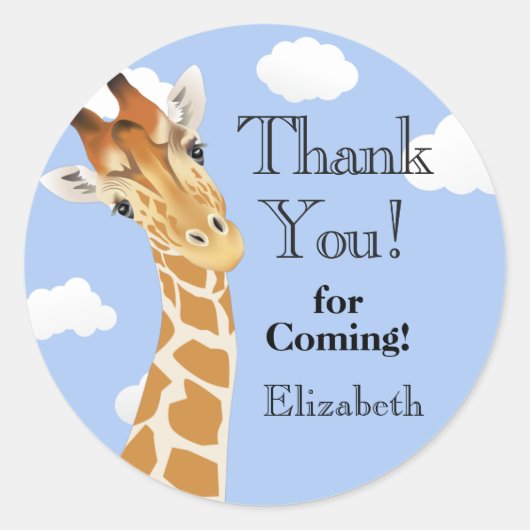 Cute Giraffe Bedankt Ronde Sticker (Voorkant)
