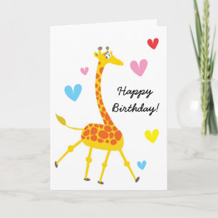 Cute Giraffe Birthday Kaart