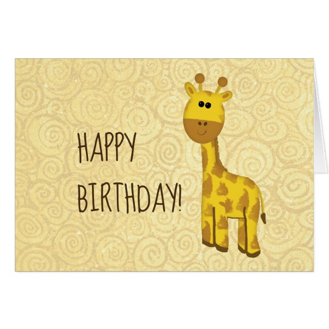 Cute Giraffe Birthday Kaart (Voorkant Horizontaal)