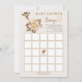 Cute Giraffe Boho Dried Grasses Baby shower Bingo Kaart (Voorkant)