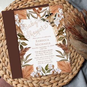 Cute Giraffe Boho Dried Grasses Baby shower Folie Uitnodiging