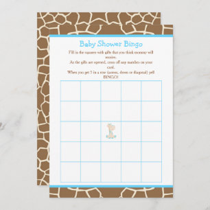 Cute Giraffe Boy Blue Baby shower Bingo Kaart