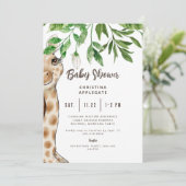 Cute Giraffe Brown Baby shower Invitation Kaart (Staand voorkant)