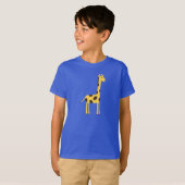 Cute Giraffe Cartoon Blue T-shirt (Voorkant volledig)
