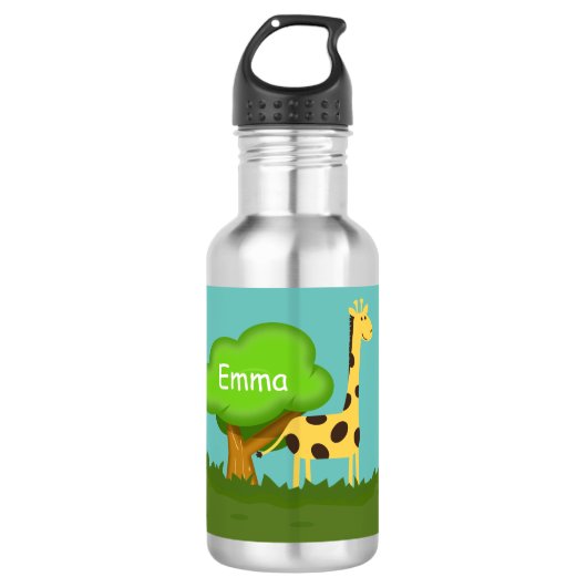 Cute Giraffe Colorful Cartoon Personalised Waterfles (Voorkant)