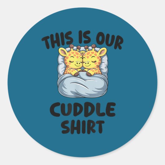 Cute Giraffe Couple This Is Our Cuddle Ronde Sticker (Voorkant)