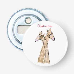 Cute Giraffe Couple Thunder_Cove Button Flesopener