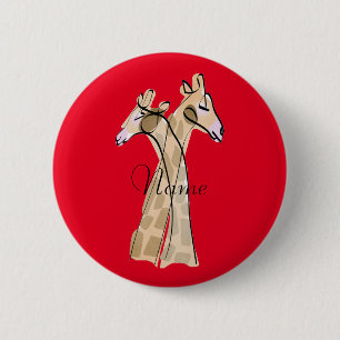 Cute Giraffe Couple Thunder_Cove Ronde Button 5,7 Cm