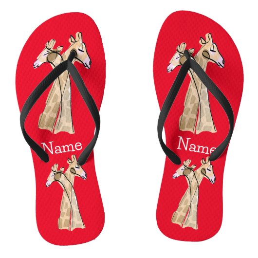 Cute Giraffe Couple Thunder_Cove Teenslippers (Voetbed)