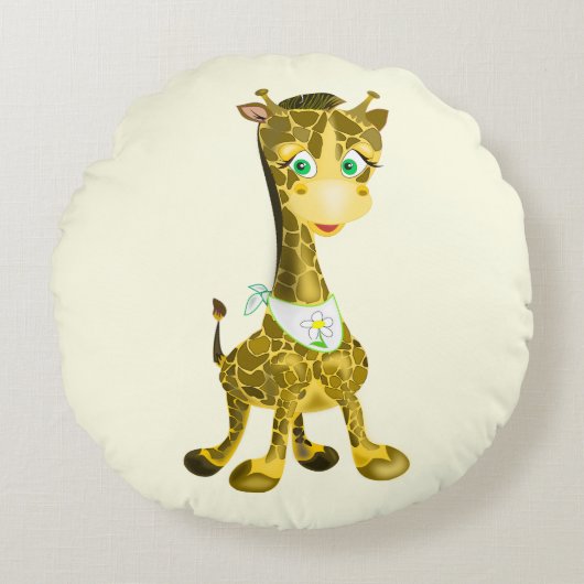 Cute Giraffe Coussin rond (Devant)