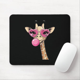 Cute Giraffe Die Roze Kauwgom Bril Blaast Muismat