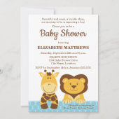 Cute Giraffe en lion Baby shower Kaart (Voorkant)