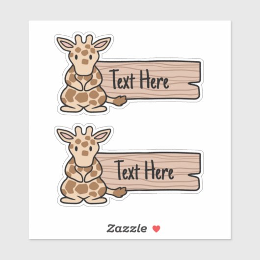 Cute Giraffe Étiquette (Feuille)