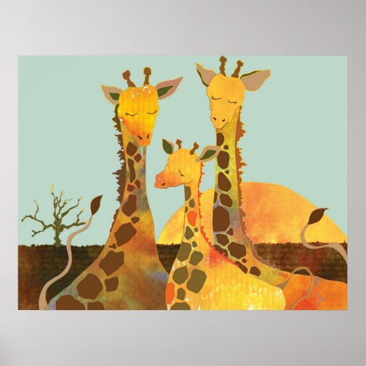 Cute Giraffe Family Poster (Voorkant)