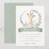 Cute Giraffe Floral Baby Pregnancy Faire-part (Devant / Derrière)