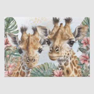 Cute Giraffe Floral Waterverf Tissuepapier