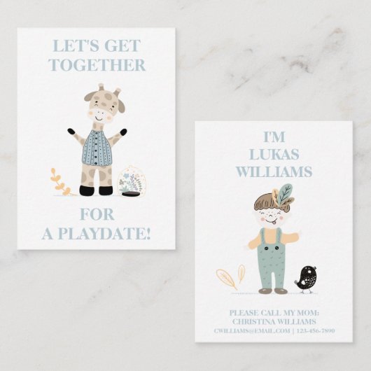 Cute Giraffe Garçons Jouer Carte d'appel Mommy (Devant / Derrière)