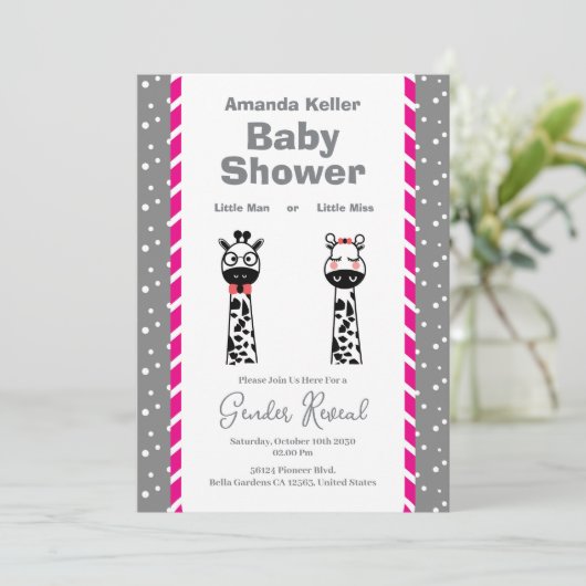 Cute Giraffe Genre Reveillez Invitation (Debout devant)