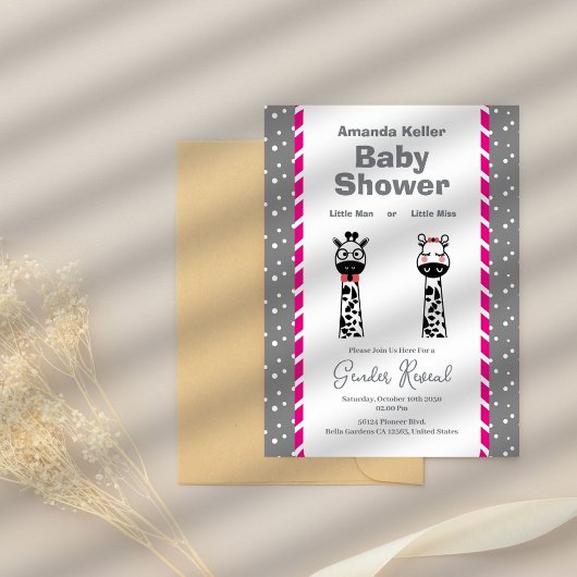 Cute Giraffe Genre Reveillez Invitation