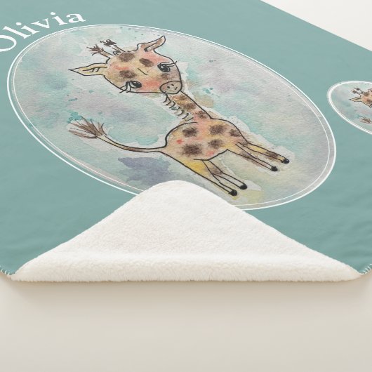 Cute Giraffe Gepersonaliseerd Sherpa Deken (3/4)