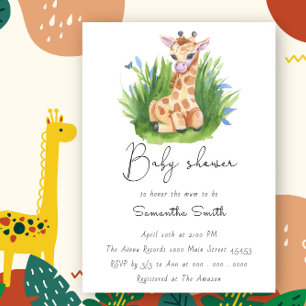 Cute Giraffe Groene Baby Shower Kaart