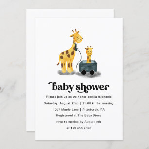 Cute Giraffe Illustration Typography Baby shower Kaart